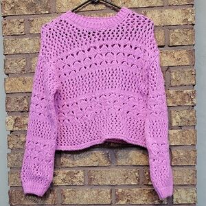Zara Girls Pink Knit Cropped Sweater Size 11/12